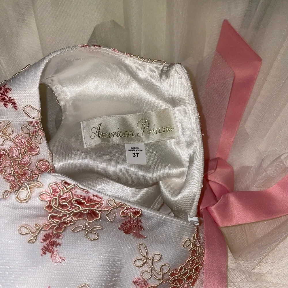 American Princess White and Pink Floral Dress